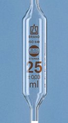 Bulb pipettes, BLAUBRAND® ETERNA, class AS, 1 mark, AR-GLAS®, DE-M, 25 ml